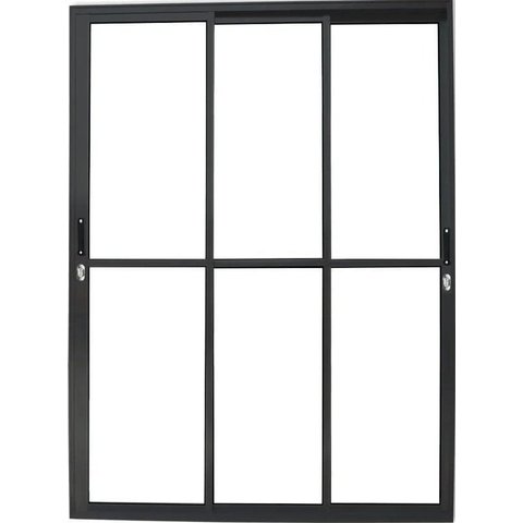 Porta de Aluminio Sacada 3 Folhas Móveis com Fechadura Linha Premium:preto/2,10 X 1,80