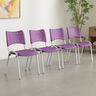 Kit com 4 Cadeiras Iso para Escola Escritório Comércio Roxa Base Branca Ecomhome - 1