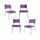 Ver imagem 2 de Kit com 4 Cadeiras Iso para Escola Escritório Comércio Roxa Base Branca Ecomhome