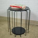 Ver imagem 1 de Conjunto com 02 Mesas Redonda Estilo Industrial Preto