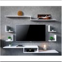 Ver imagem 3 de Rack Suspenso Tv 6 Peças Mdf Branco para Sala Quarto Rl