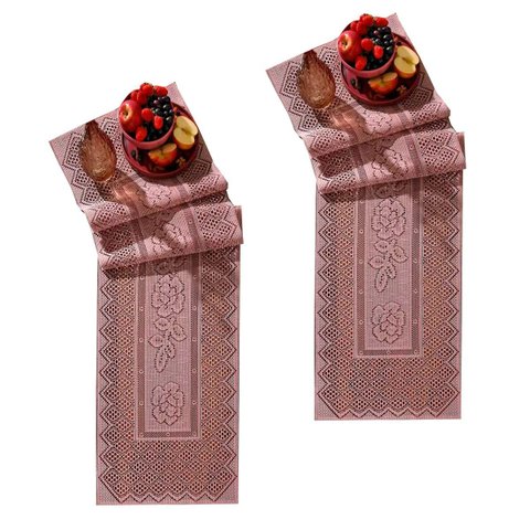 Trilho para Mesa Interlar Renda 100% Poliéster Color 40cm X 150cm ( 02 Unidades )rose