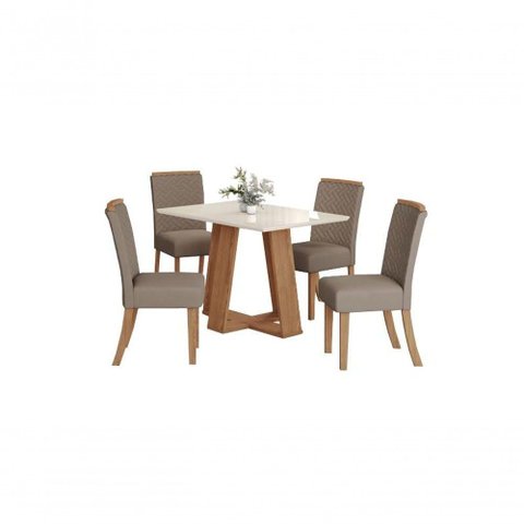 Mesa Jantar Lins 120 4 Cadeiras Malu Amendoa - Henn