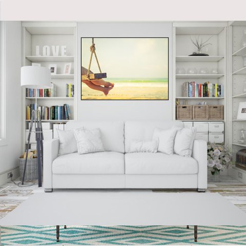 Quadro Canvas Balanço na Praia 90x1,20