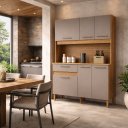 Ver imagem 1 de Armário Slim 120cm Madeira p/ Apartamento Portas e Gavetas Cozinha Gourmet:Connect