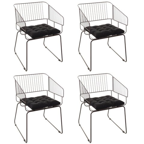 Conjunto com 4 Cadeiras para Sala de Estar Texas Marrom/Aço Corten/Preto