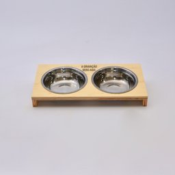 Comedouro Duplo para Pets em Madeira e Tigela de Inox - 5