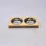 Comedouro Duplo para Pets em Madeira e Tigela de Inox - 1