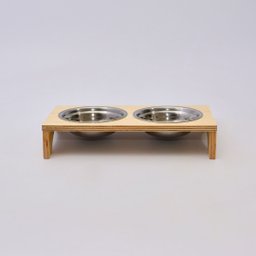 Comedouro Duplo para Pets em Madeira e Tigela de Inox - 4