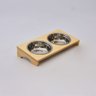 Comedouro Duplo para Pets em Madeira e Tigela de Inox - 3