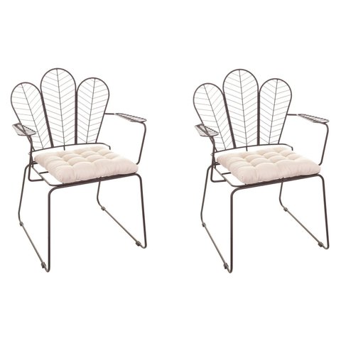 Conjunto com 2 Cadeiras para Sala de Estar Vegas Marrom/Aço Corten/Bege