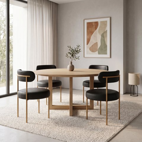 Cadeira Sala Jantar Margara Kit 4 Base Aço Dourado PU D03 - D'Rossi