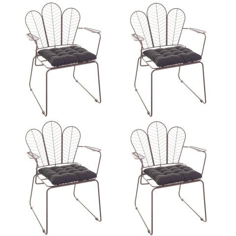 Conjunto com 4 Cadeiras para Sala de Estar Vegas Marrom/Aço Corten/Preto