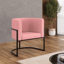 Ver imagem 6 de Kit 02 Poltronas Lua Sala Decorativa Base Ferro Black Veludo Rose