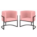 Ver imagem 1 de Kit 02 Poltronas Lua Sala Decorativa Base Ferro Black Veludo Rose