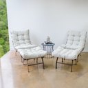 Ver imagem 1 de Conjunto com Poltronas e 02 Puffs Costela Aramada Marrom Aço Corten/Bege