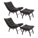 Ver imagem 2 de Conjunto com Poltronas e 02 Puffs Costela Aramada Preto