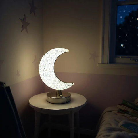 Mini Luminária Abajur Meia Lua Crescente Led Usb 3 Cores Sala Quarto Escritório Decorativa Romântica