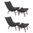 Ver imagem 2 de Conjunto com Poltronas e 02 Puffs Costela Aramada Marrom Aço Corten/Preto
