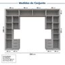 Guarda-roupa Modulado 10 Peças 12 Portas com 2 Mesas de Cabeceira Jade CabeCasa MadeiraOriginals - 4