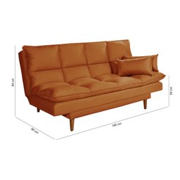 Sofá Cama Casal 3 Lugares Andorra Suede Terracota 174 Império Estofados - 6