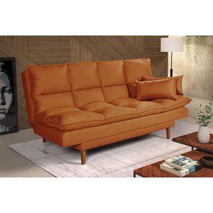 Sofá Cama Casal 3 Lugares Andorra Suede Terracota 174 Império Estofados