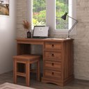Ver imagem 1 de Escrivaninha Mesa Escritório com Banqueta Acapulco 104cm Pés em Madeira Maciça Cera Acapulco