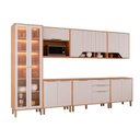 Ver imagem 2 de Cozinha Modulada 7 Peças com 1 Cristaleira 3 Balcões e 3 Armários Aéreos Celeste Cinamomo/Off White
