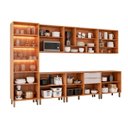 Ver imagem 5 de Cozinha Modulada 7 Peças com 1 Cristaleira 3 Balcões e 3 Armários Aéreos Celeste Cinamomo/Off White