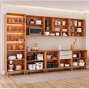 Ver imagem 4 de Cozinha Modulada 7 Peças com 1 Cristaleira 3 Balcões e 3 Armários Aéreos Celeste Cinamomo/Off White