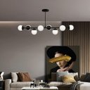 Ver imagem 1 de Luminária Lustre 8 Globos 110cm X 72cm Jabuticaba Pendente Teto Gimpo Kjdd-e-547-preto-milky-8
