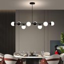 Ver imagem 7 de Luminária Lustre 8 Globos 110cm X 72cm Jabuticaba Pendente Teto Gimpo Kjdd-e-547-preto-milky-8