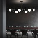Ver mais imagens de Luminária Lustre 8 Globos 110cm X 72cm Jabuticaba Pendente Teto Gimpo Kjdd-e-547-preto-milky-8