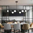 Ver imagem 4 de Luminária Lustre 8 Globos 110cm X 72cm Jabuticaba Pendente Teto Gimpo Kjdd-e-547-preto-milky-8