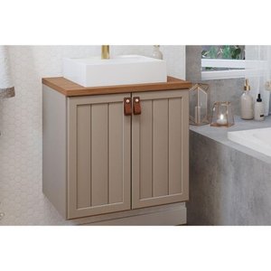Bancada de Banheiro Balcão Alure 2 Portas C- Cuba 60cm Cappuccino-freijo - Mgm