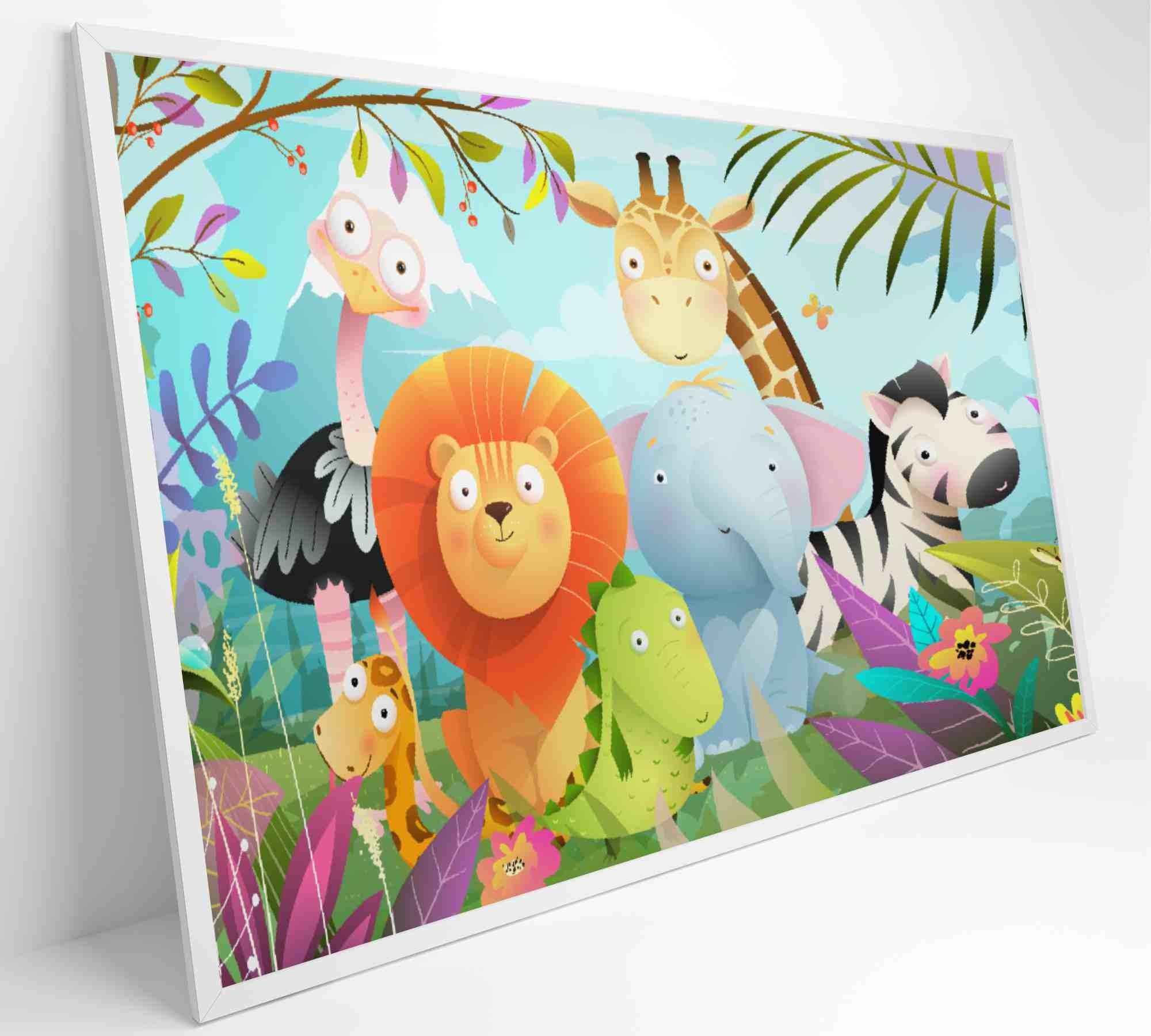 Quadro Infantil Animais - 120x80 cm - Adesivo fotográfico - 2