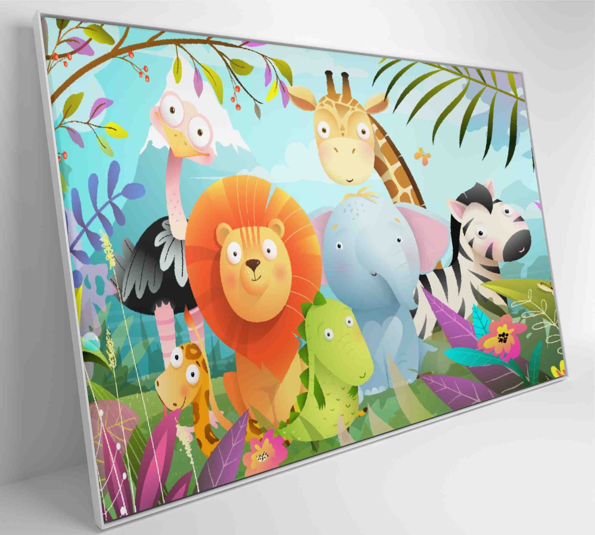 Quadro Infantil Animais - 120x80 cm - Adesivo fotográfico - 4