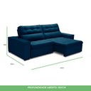 Ver imagem 6 de Sofa Retratil Reclinavel 2 Lugares 2,60 Vitória Veludo Azul Marinho Lansofbr