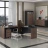 Kit 5 Peças com Mesa para Escritório Diretor em Tamburato, Gaveteiro, Armário e Balcão - 1