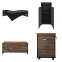 Ver imagem 2 de Conjunto 5 Peças com Mesa para Escritório Diretor em Tamburato, Gaveteiro, Armário e Balcão Charuto Preto Artany