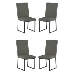 Kit 4 Cadeiras de Jantar com Base Ferro Preto Luxo Balaqui Cor:cinza - 1