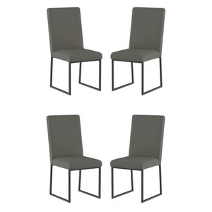 Kit 4 Cadeiras de Jantar com Base Ferro Preto Luxo Balaqui Cor:cinza