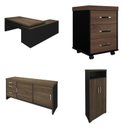 Ver imagem 2 de Kit para Escritório 4 Peças com Mesa em L Diretor, Balcão com Gavetas, Gaveteiro e Armário com Nicho