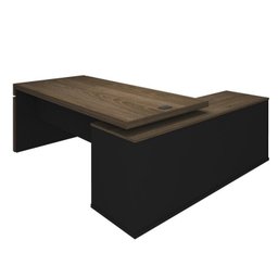 Kit para Escritório 4 Peças com Mesa em L Diretor, Balcão com Gavetas, Gaveteiro e Armário com Nicho - 4
