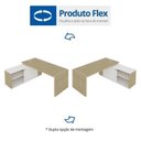Ver imagem 3 de Conjunto para Escritório 4 Peças com Mesa em L Diretor, Balcão com Gavetas, Gaveteiro e Armário com Nicho Carvalho Branco Artany
