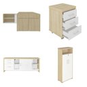 Ver imagem 2 de Kit para Escritório 4 Peças com Mesa em L Diretor, Balcão com Gavetas, Gaveteiro e Armário com Nicho