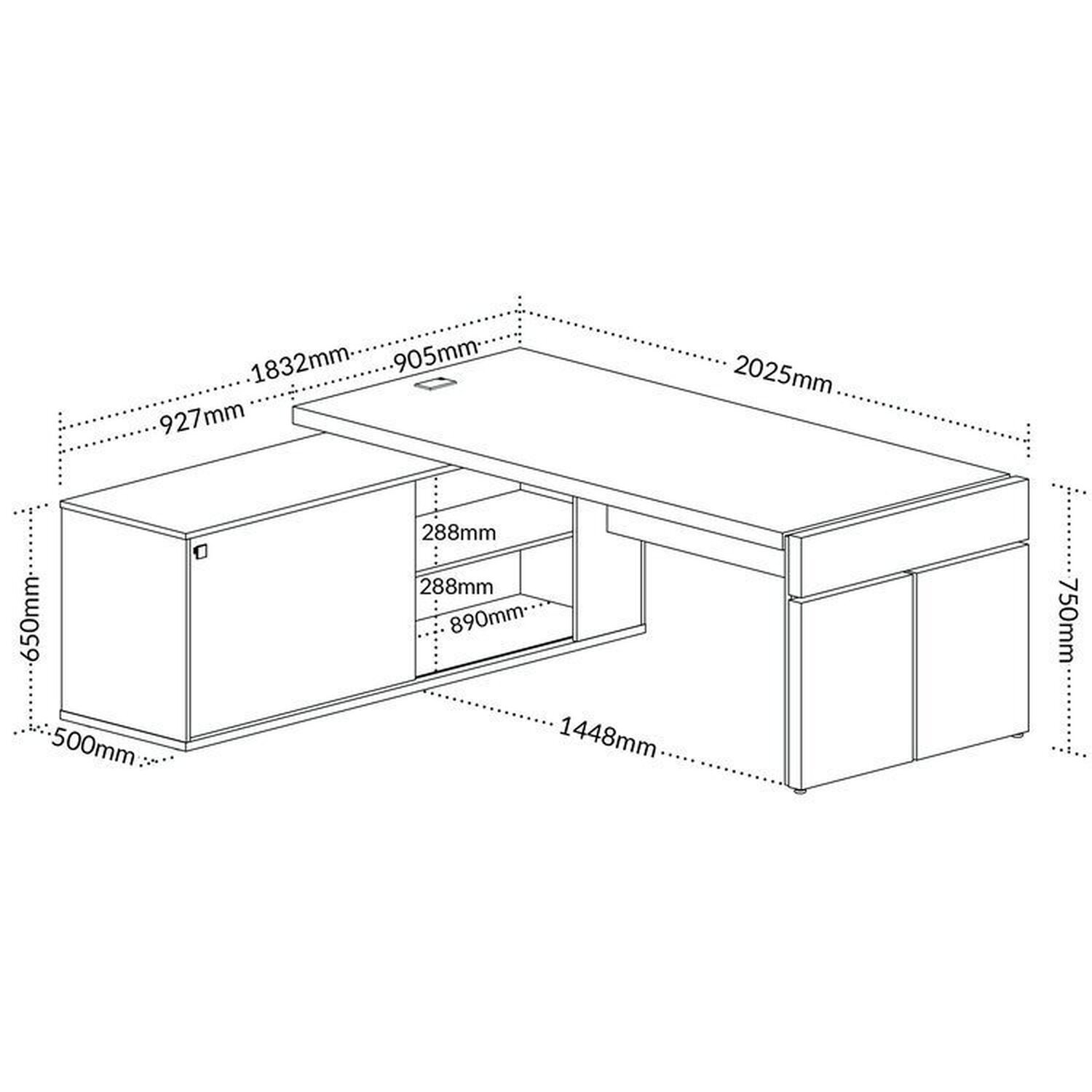 Kit para Escritório 4 Peças com Mesa em L Diretor, Balcão com Gavetas, Gaveteiro e Armário com Nicho - 19