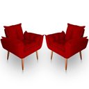 Ver imagem 1 de Kit 02 Poltrona para Sala e Quarto Decorativa Opala Suede Vermelho