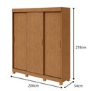 Ver imagem 3 de Guarda Roupa Saion 3 Portas com Pés 1 Porta Glass - Lp - Rei de Casa Amendoa Clean