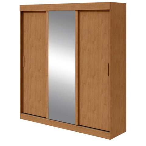 Guarda Roupa Saion 3 Portas com Pés 1 Porta Glass - Lp - Rei de Casa Amendoa Clean